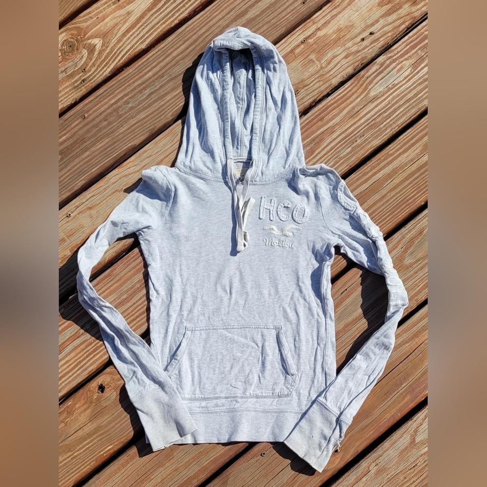 Hollister Vintage Y2k Long Sleeve Gray Hoodie Size Small